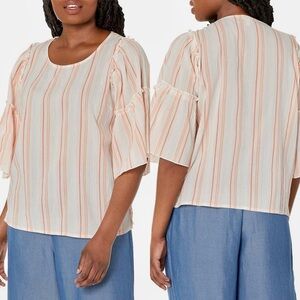 Seven7 Women's Striped Peplum Sleeve Top size small